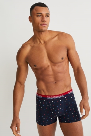 Sous Vêtement C&A Multipack Of 3 Trunks With Organic Coton Homme Rouge Bleu | QN4398752