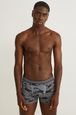 Sous Vêtement C&A Multipack Of 3 Trunks Organic Coton Lycra® Homme Bleu Foncé Grise | SG6452173