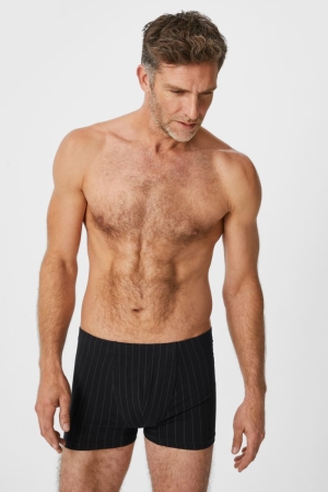 Sous Vêtement C&A Multipack Of 3 Trunks Organic Coton Rayé Homme Noir | SM6891073