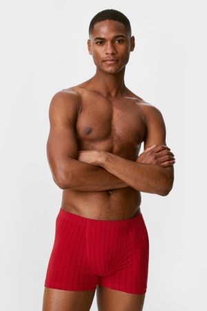 Sous Vêtement C&A Multipack Of 3 Trunks Organic Coton Lycra® Homme Rouge Bleu Foncé | WH1342506