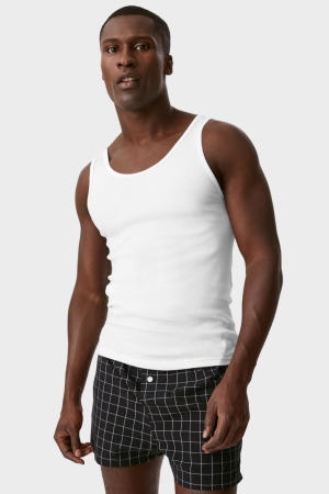 Sous Vêtement C&A Multipack Of 3 Vest Double Rib Organic Coton Homme Blanche | MC9615078