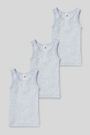 Sous Vêtement C&A Multipack Of 3 Vest Organic Coton Fille Bleu Clair | JF5068941