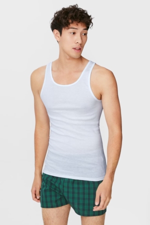 Sous Vêtement C&A Multipack Of 3 Vest Organic Coton Homme Blanche | LJ3085219