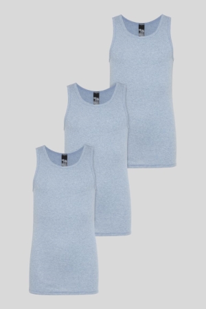 Sous Vêtement C&A Multipack Of 3 Vest Organic Coton Garcon Bleu | PA6384057