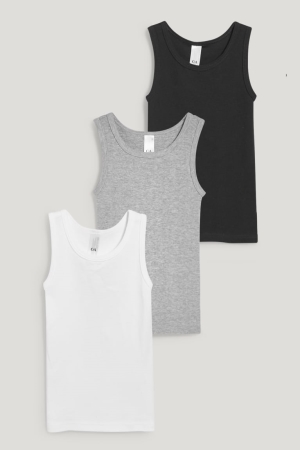 Sous Vêtement C&A Multipack Of 3 Vest Organic Coton Garcon Bleu Foncé | PM8297140