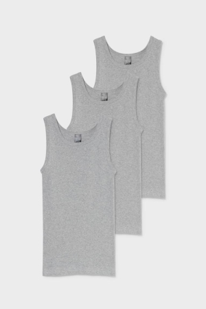 Sous Vêtement C&A Multipack Of 3 Vest Organic Coton Garcon Grise Clair | YO8250319
