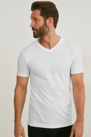 Sous Vêtement C&A Multipack Of 3 Vest Seamless Organic Coton Homme Blanche | FV0582379