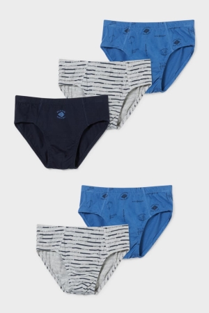 Sous Vêtement C&A Multipack Of 5 Briefs Organic Coton Garcon Bleu Grise | NO4158297