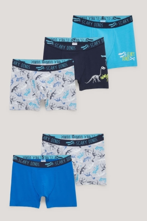 Sous Vêtement C&A Multipack Of 5 Dinosaur Boxer Organic Coton Garcon Bleu Foncé | EY6481970