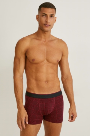 Sous Vêtement C&A Multipack Of 5 Trunks Organic Coton Lycra® Homme Rouge Bleu Foncé | WR5938761