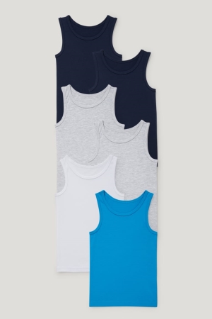 Sous Vêtement C&A Multipack Of 6 Vest Organic Coton Garcon Bleu Foncé | EV4739658