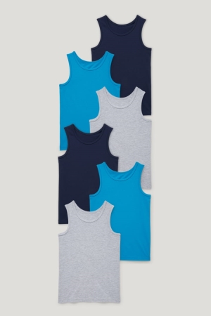 Sous Vêtement C&A Multipack Of 6 Vest Organic Coton Garcon Bleu Foncé | IF2514063