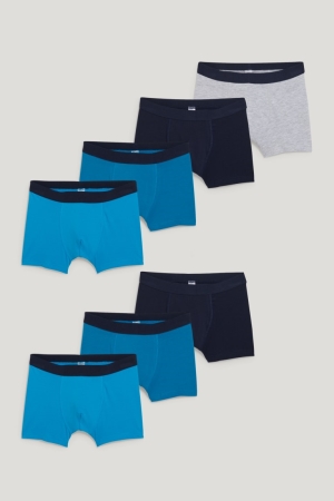 Sous Vêtement C&A Multipack Of 7 Boxer Organic Coton Garcon Bleu Foncé | KV9472130