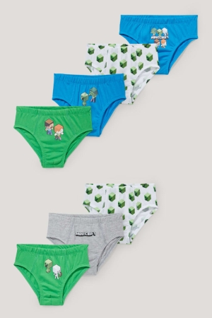 Sous Vêtement C&A Multipack Of 7 Minecraft Briefs Organic Coton Garcon Vert | QW3917520