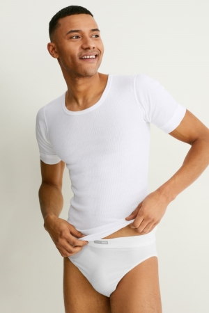 Sous Vêtement C&A Multipack Of Vest Double Rib Organic Coton Homme Blanche | VG9053872