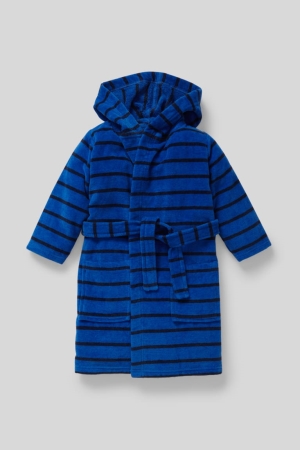 Sous Vêtement C&A Terry Bathrobe With Hood Organic Coton Rayé Garcon Bleu Noir | JM8415603