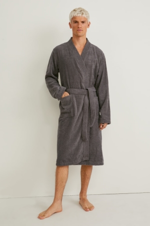 Sous Vêtement C&A Terry Cloth Bathrobe Organic Coton Homme Grise Marron | CF0126489