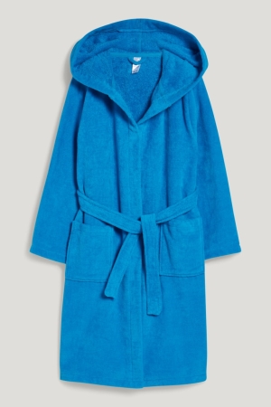 Sous Vêtement C&A Terry Cloth Bathrobe With Hood Organic Coton Garcon Petrol | HJ9462571