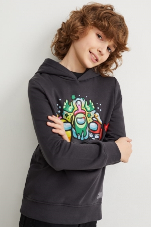 Sweat À Capuche C&A Among Us Fille Grise Foncé | TW6478293