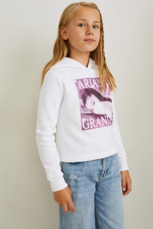 Sweat À Capuche C&A Ariana Grande Fille Blanche | YS6740329