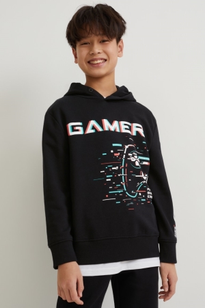 Sweat À Capuche C&A Augmented Reality Motif Fille Noir | NE5843026