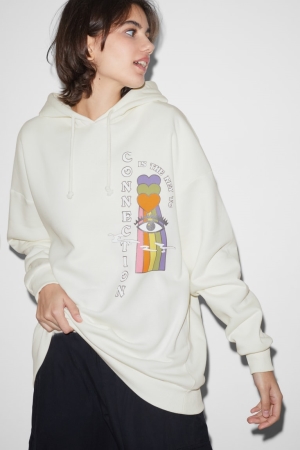 Sweat À Capuche C&A Clockhouse Femme Blanche | PY3098752