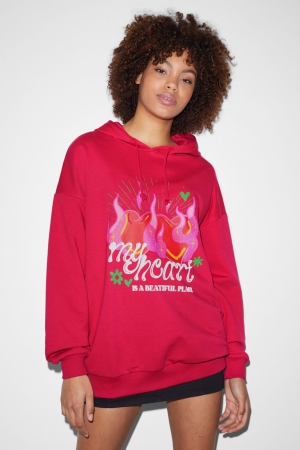 Sweat À Capuche C&A Clockhouse Femme Rouge | ZY2753094