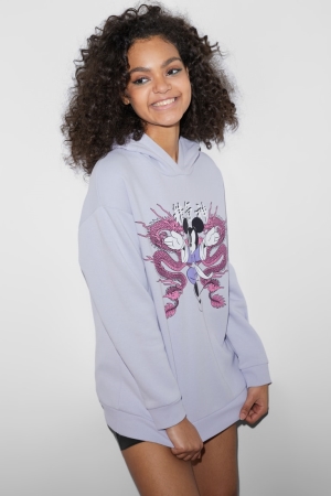 Sweat À Capuche C&A Clockhouse Mickey Mouse Femme Violette Clair | ML3648790