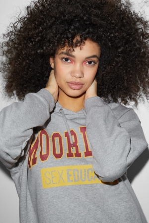 Sweat À Capuche C&A Clockhouse Netflix Sex Education Femme Grise Clair | RB7452916