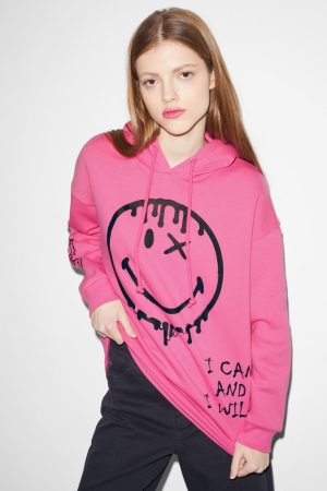 Sweat À Capuche C&A Clockhouse Smileyworld® Femme Rose | LY0567438