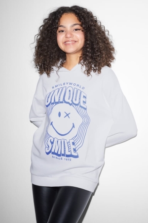 Sweat À Capuche C&A Clockhouse Smileyworld® Femme Blanche | PF2176930