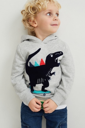 Sweat À Capuche C&A Dinosaur Fille Grise Clair | CM9730482