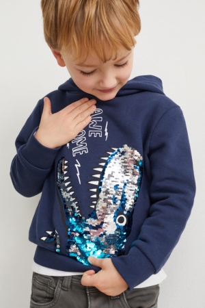 Sweat À Capuche C&A Dinosaur Shiny Fille Bleu Foncé | NX4018372