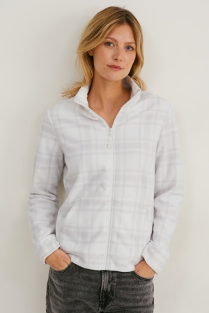 Sweat À Capuche C&A Fleece Check Femme Blanche | OS7891506
