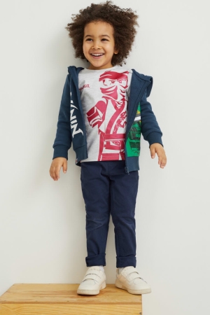 Sweat À Capuche C&A Lego Ninjago Set Zip-through, Long Sleeve And Sleeve Fille Bleu Foncé | WO0597183