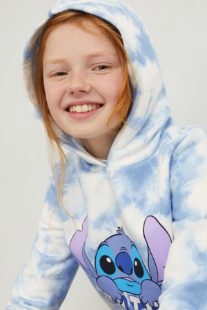 Sweat À Capuche C&A Lilo & Stitch Fille Blanche Bleu Clair | CN7965143