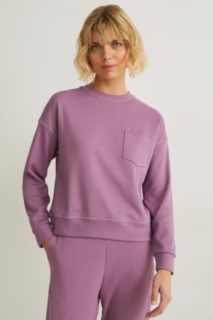 Sweat À Capuche C&A Long Sleeve Femme Violette | UG2659148
