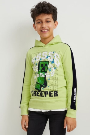Sweat À Capuche C&A Minecraft Fille Vert Clair | SZ2164397