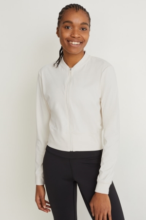 Sweat À Capuche C&A Piste Femme Blanche | QW8236591