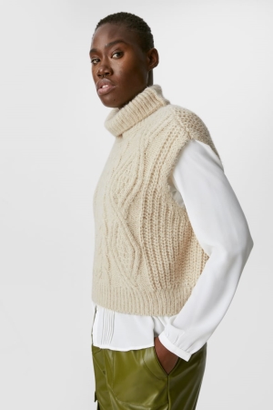 Sweat À Capuche C&A Polo Neck Slipover Femme Blanche | OX0549623