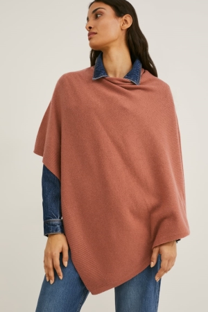 Sweat À Capuche C&A Poncho With Cashmere Laine Blend Femme Marron | PO6890731