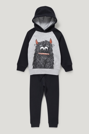 Sweat À Capuche C&A Set And Joggers 2 Piece Fille Grise Noir | NJ7126804
