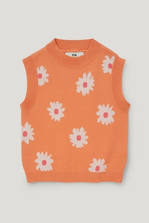 Sweat À Capuche C&A Slipover Floral Fille Orange | WS4963187
