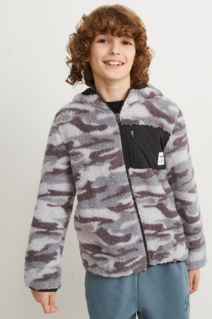 Sweat À Capuche C&A Teddy Fur With Hood Patterned Fille Grise | ZQ4936015