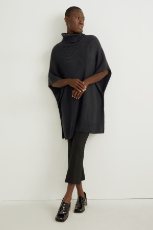 Sweat À Capuche C&A Tricoté Cashmere Blend Poncho Femme Noir | AH5182749