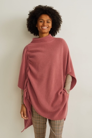 Sweat À Capuche C&A Tricoté Cashmere Blend Poncho Femme Rose | EN1692845