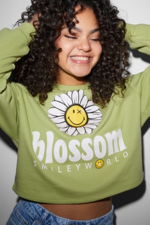 Sweats C&A Clockhouse Cropped Smileyworld® Femme Vert Clair | VI9467528