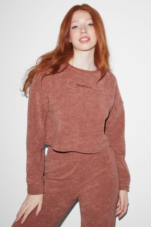 Sweats C&A Clockhouse Cropped Terry Cloth Femme Terracotta | PK0528371