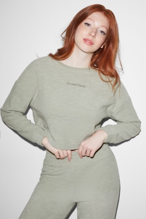 Sweats C&A Clockhouse Cropped Terry Cloth Femme Menthe Vert | YC3027951
