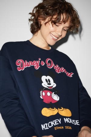 Sweats C&A Clockhouse Mickey Mouse Femme Bleu Foncé | QU6805319